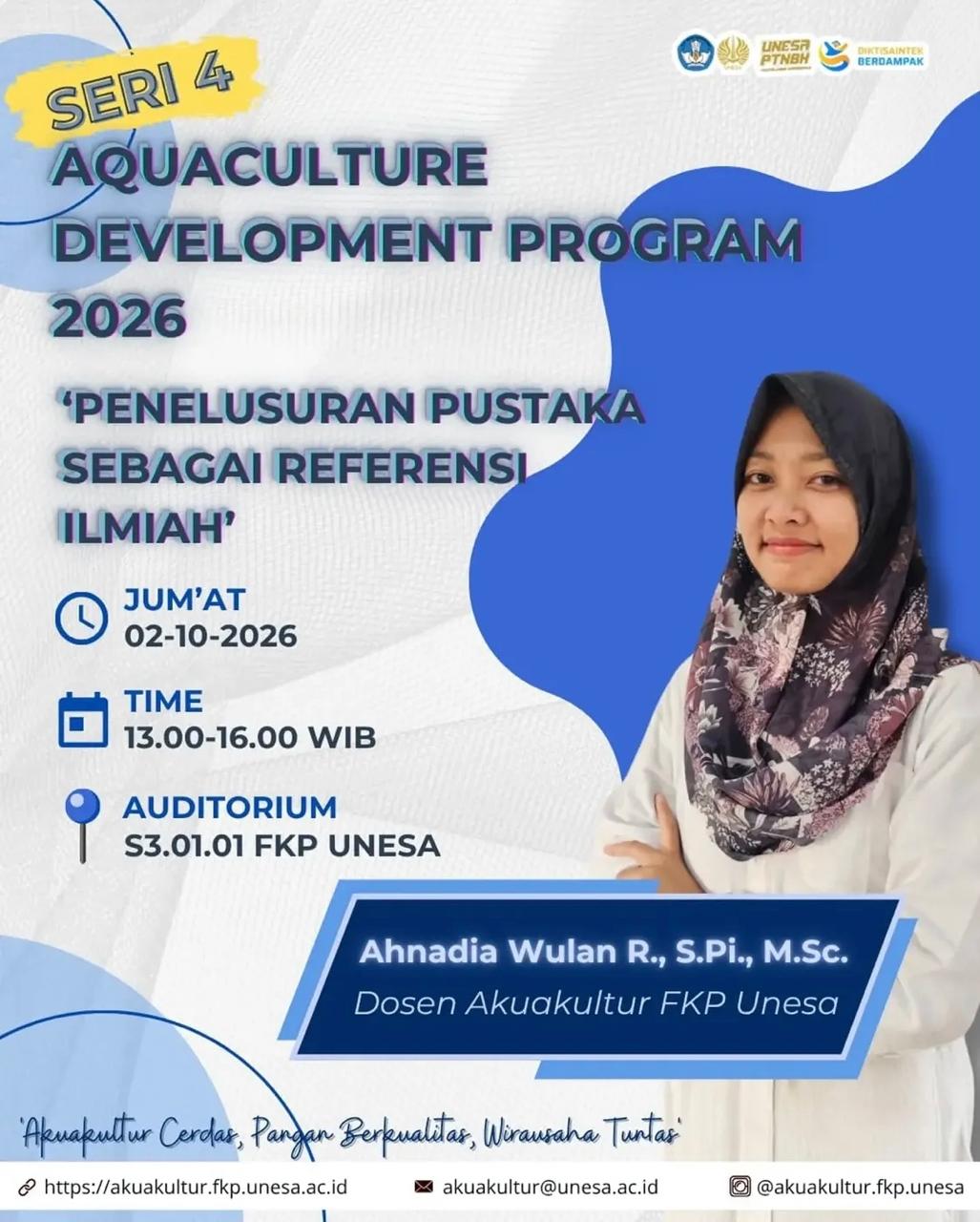 S1 Akuakultur FKP UNESA Gelar Aquaculture Development Program 2026 Seri 4: Penelusuran Pustaka sebagai Referensi Ilmiah