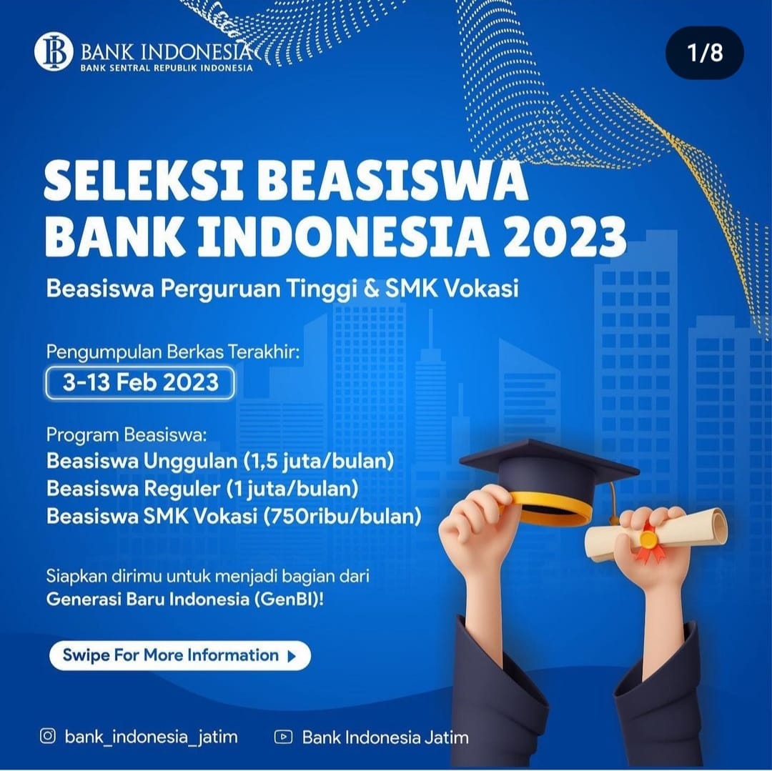 INFO PENDAFTARAN BEASISWA BANK INDONESIA 2023