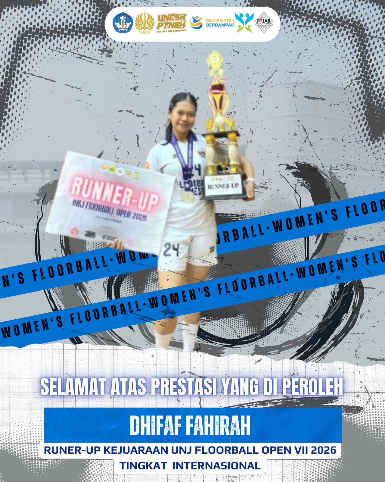 Mahasiswa PJKR UNESA Kampus 5 Magetan Raih Runner-up di Kejuaraan Internasional UNJ Floorball Open VII 2026