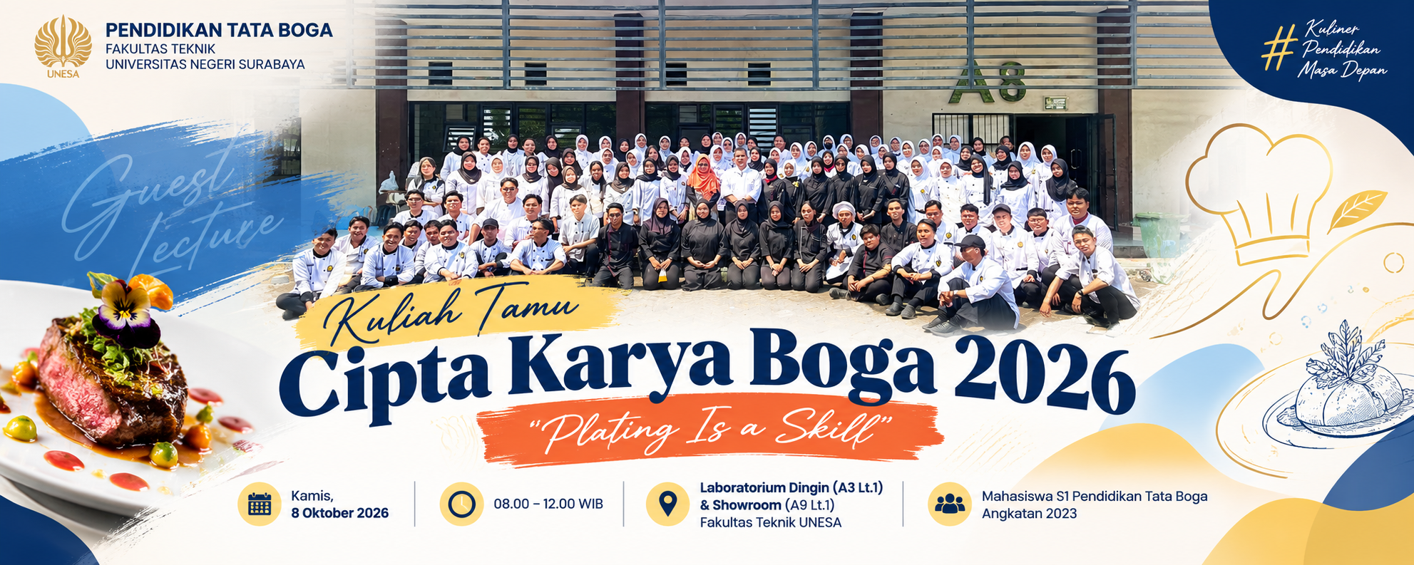 MAHASISWA PENDIDIKAN TATA BOGA UNESA ANTUSIAS IKUTI KULIAH TAMU BERSAMA CHEF PROFESIONAL INTERNASIONAL