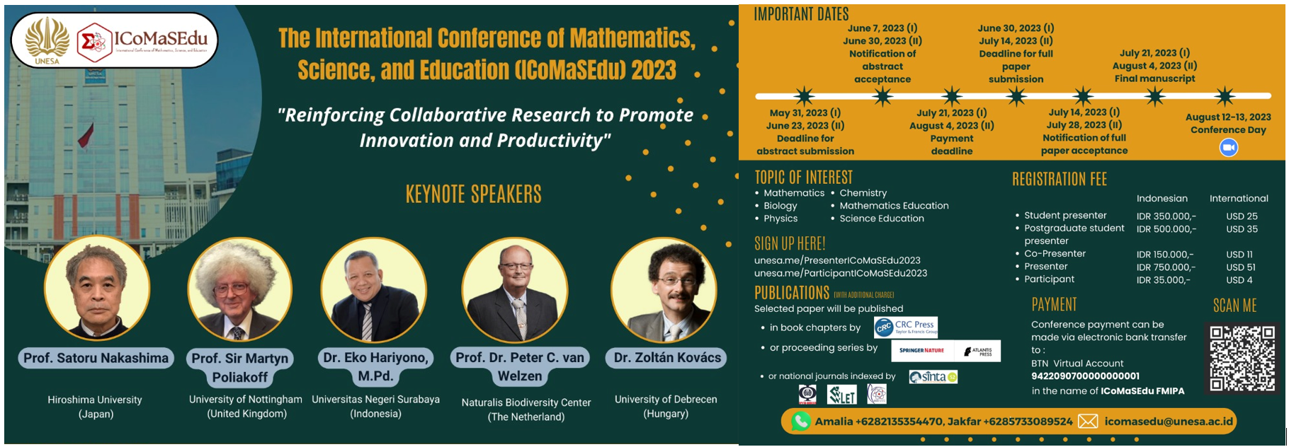 The International Conference of Mathematics, Science, and Education (ICoMaSEdu) 2023